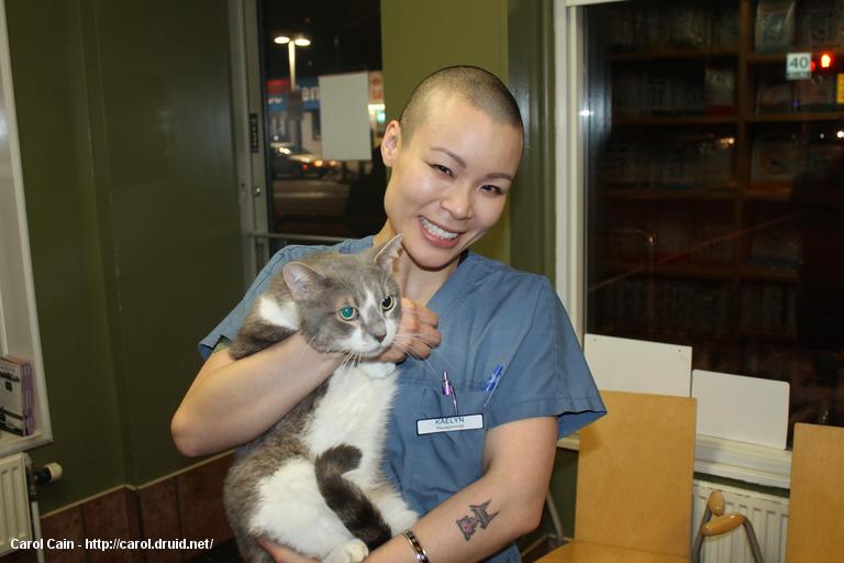 Romeo with Kaelyn at the Danforth Veterinary Clinic