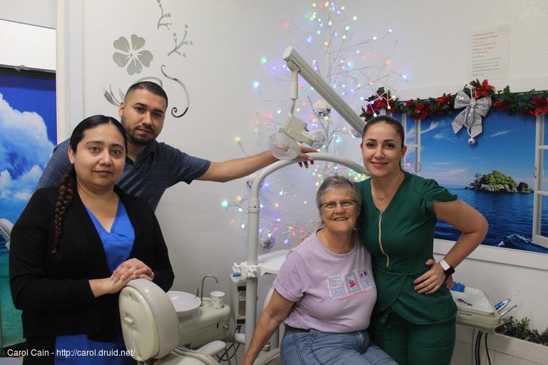 Carol with the dental staff in Nuevo Progreso