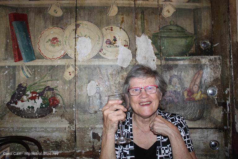 Carol enjoying Réveillon at the Gumbo Shop