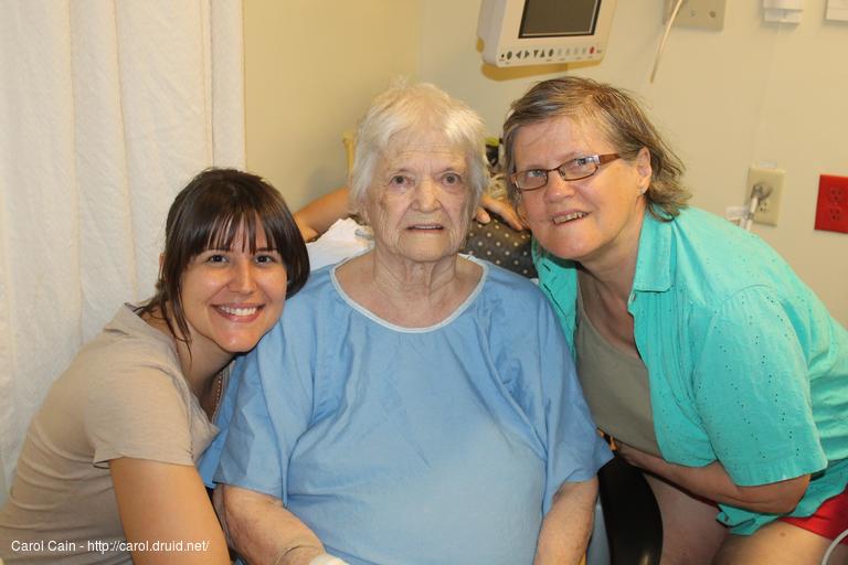 Crystal Alan's daughter mom and me in her hospital room.