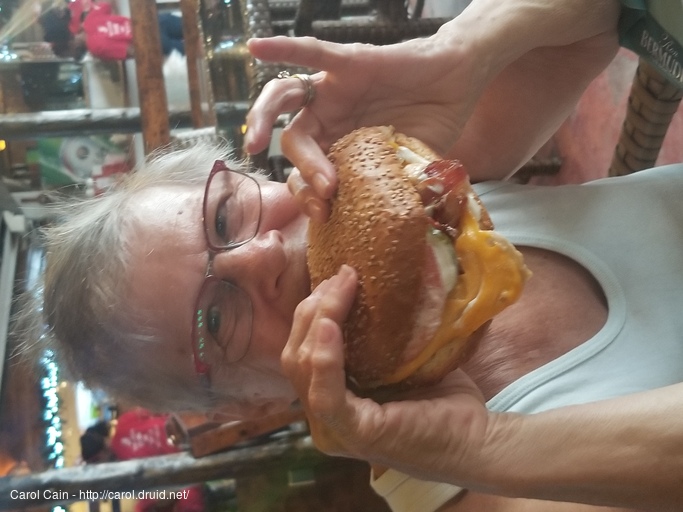 Carol filling her mouth
