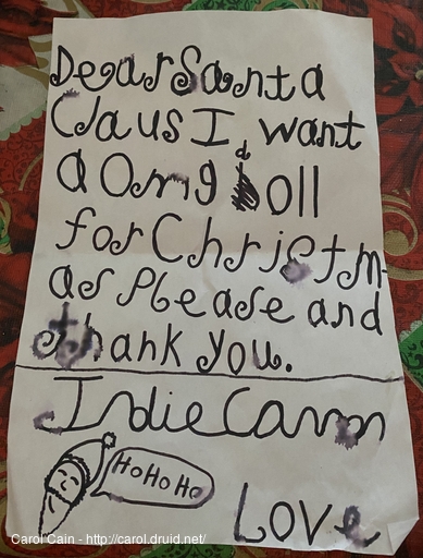 Indie's letter to Santa