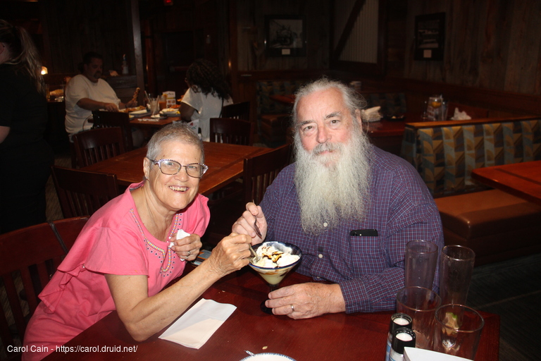 Carol and D'Arcy celebrating D'Arcy's 73rd birthday at the Red Lobster
