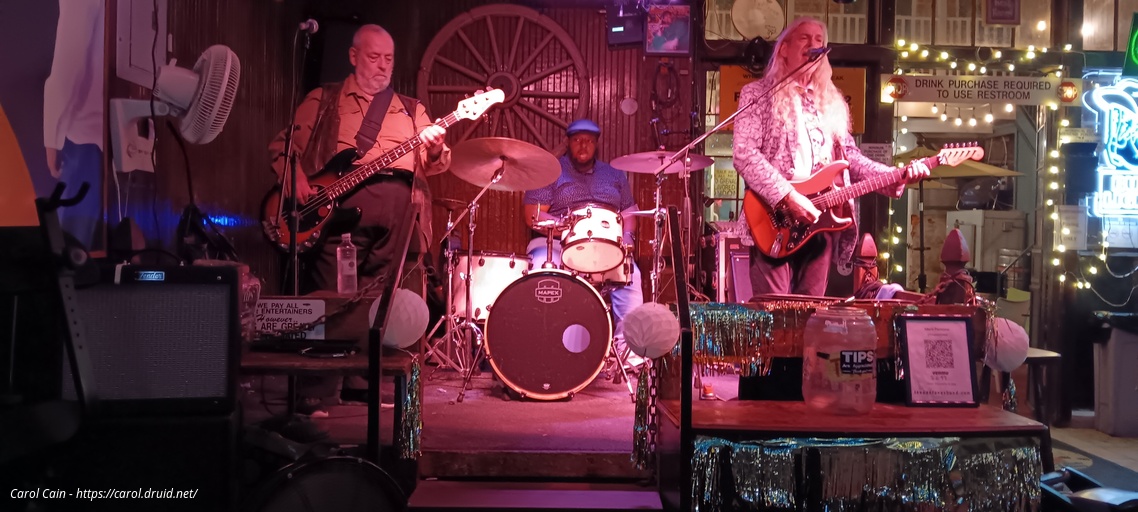 D'Arcy playing bass with the Pentones