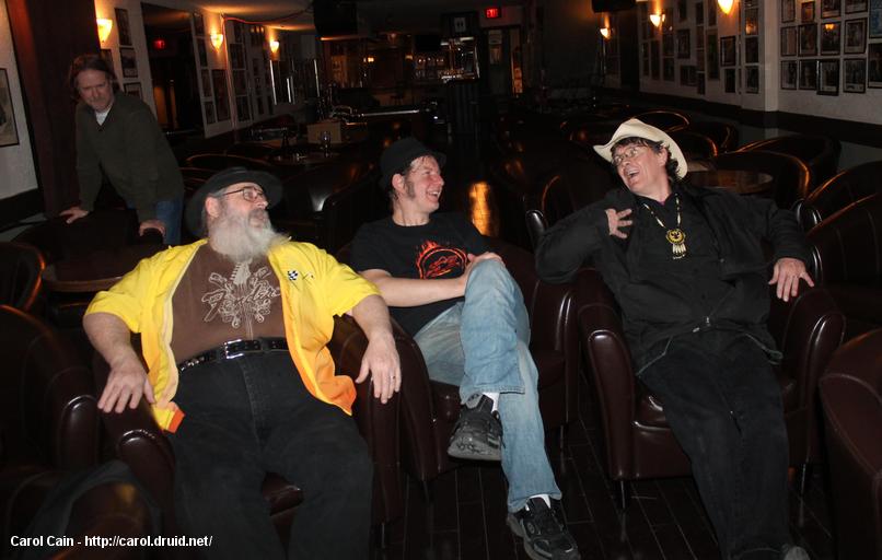 D'Arcy, Benny and Frank relax after the show D'Arcy, Benny and Frank relax after the show